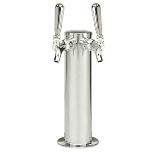 Micromatic 3" Column Tower - Spin Stop Double Faucet - Polished Stainless Steel - Air Cooled