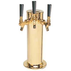 Micromatic 4" PVD Brass Column Tower - 3 Faucets - Air Cooled