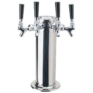 Micromatic 4" Polished Stainless Steel Column Tower - 4 Faucets - Air Cooled