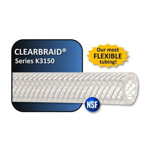 Clear-Braid Polyester Reinforced Series K3150 Braided Line - 5/16" ID x17/32" OD x 100 ft long