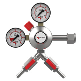 Micromatic Premium Plus Primary 2 Gauge Low Pressure CO2 Regulator with Y splitter - 0-60 PSI